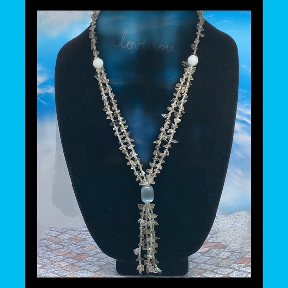 Natural Quartz Crystal Chip Tassel Necklace - Picture 8 of 8